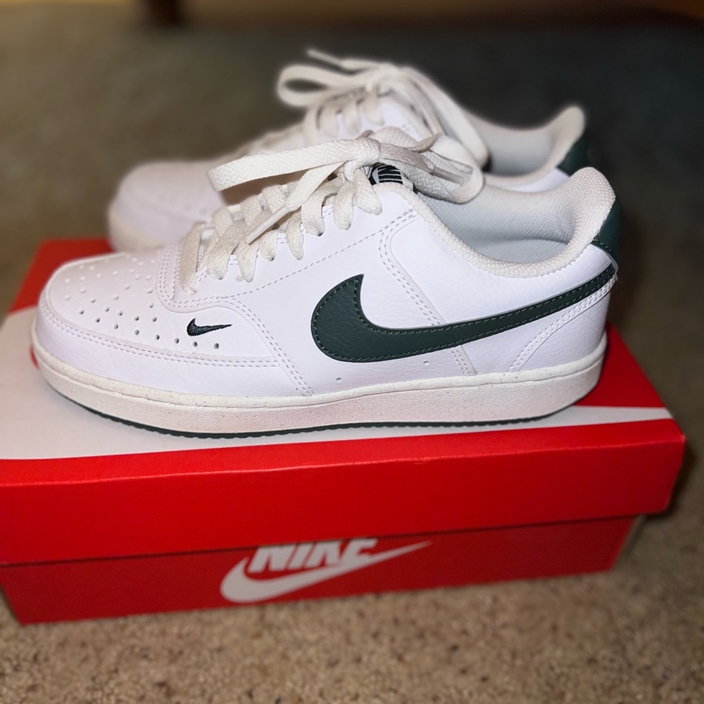 Nike White and Dark Green Sneakers